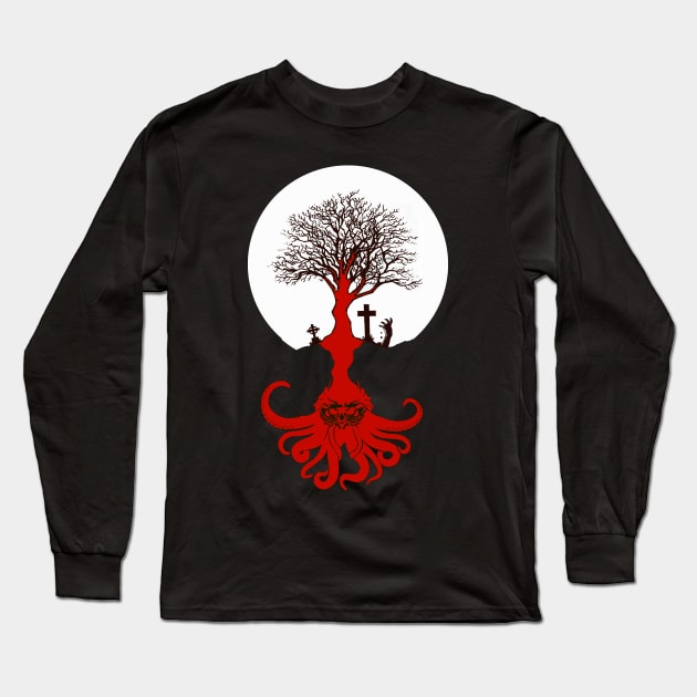 Cthulhu Is Everywhere- Ancient Lovecraft Mythos Tree Long Sleeve T-Shirt by IceTees